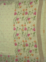 MIMOSA Pista Banarasi Linen Saree — pallu and zari work detail