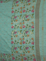 MIMOSA Rama Banarasi Linen Saree — pallu and zari work detail
