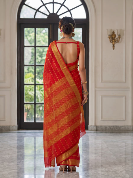 MIMOSA Orange Mysore Silk Crepe Saree — Saree shot