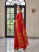 MIMOSA Orange Mysore Silk Crepe Saree — pose 5 styling detail