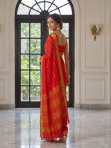 MIMOSA Orange Mysore Silk Crepe Saree — pose 7 styling detail