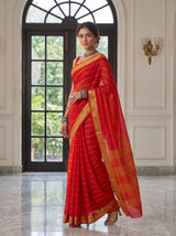 MIMOSA Orange Mysore Silk Crepe Saree — pose 9 styling detail