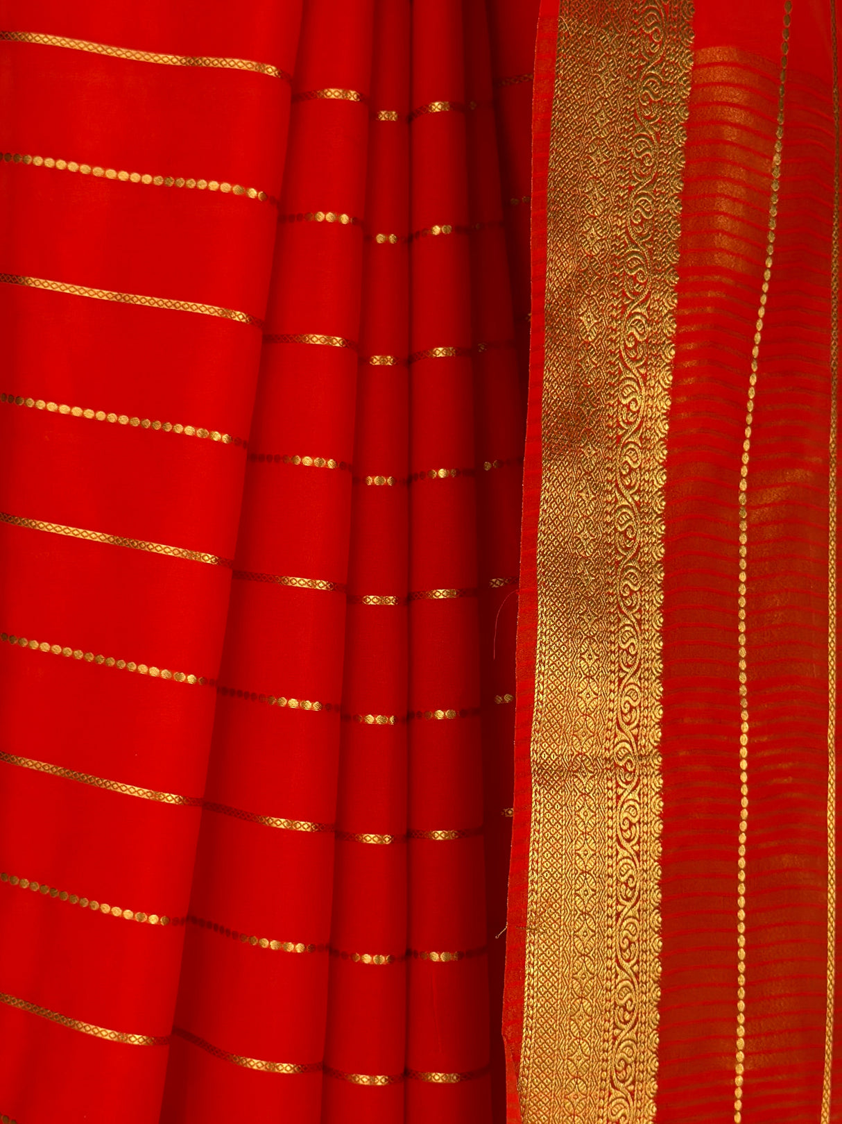 MIMOSA Orange Mysore Silk Crepe Saree — fleets shot full lifestyle