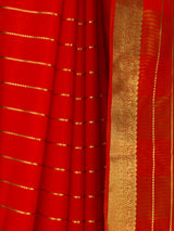 MIMOSA Orange Mysore Silk Crepe Saree — fleets shot full lifestyle