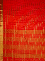 MIMOSA Orange Mysore Silk Crepe Saree — pallu and zari work detail