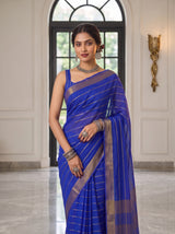 MIMOSA Royal Blue Mysore Silk Crepe Saree — pose 10 styling detail