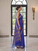 MIMOSA Royal Blue Mysore Silk Crepe Saree — pose 3 styling detail