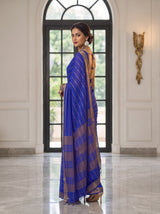 MIMOSA Royal Blue Mysore Silk Crepe Saree — pose 5 styling detail