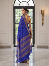 MIMOSA Royal Blue Mysore Silk Crepe Saree — pose 7 styling detail