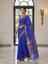 MIMOSA Royal Blue Mysore Silk Crepe Saree — pose 9 styling detail
