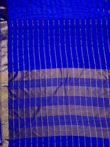 MIMOSA Royal Blue Mysore Silk Crepe Saree — pallu and zari work detail