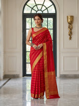 MIMOSA Strawberry Mysore Silk Crepe Saree — AI Model lifestyle