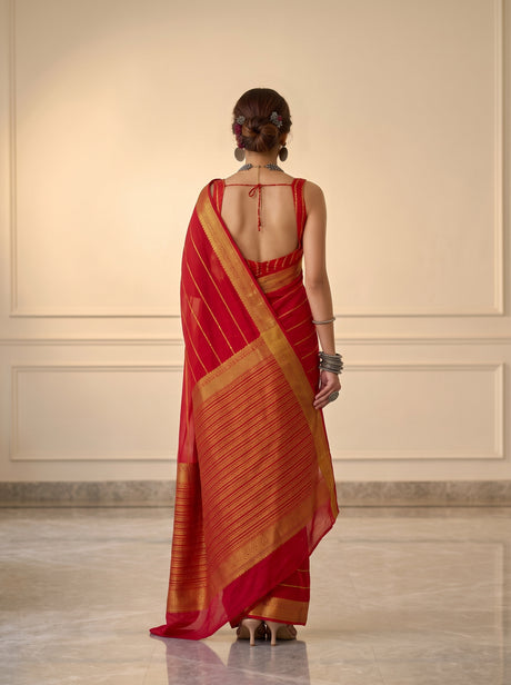 MIMOSA Strawberry Mysore Silk Crepe Saree — Saree shot