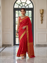 MIMOSA Strawberry Mysore Silk Crepe Saree — pose 6 styling detail
