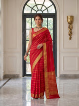 MIMOSA Strawberry Mysore Silk Crepe Saree — pose 9 styling detail