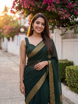 MIMOSA Bottle Green Saree Saree — pose 10 styling detail