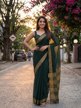 MIMOSA Bottle Green Saree Saree — pose 4 styling detail