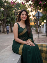 MIMOSA Bottle Green Saree Saree — pose 8 styling detail