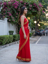 MIMOSA Red Saree Saree — pose 3 styling detail
