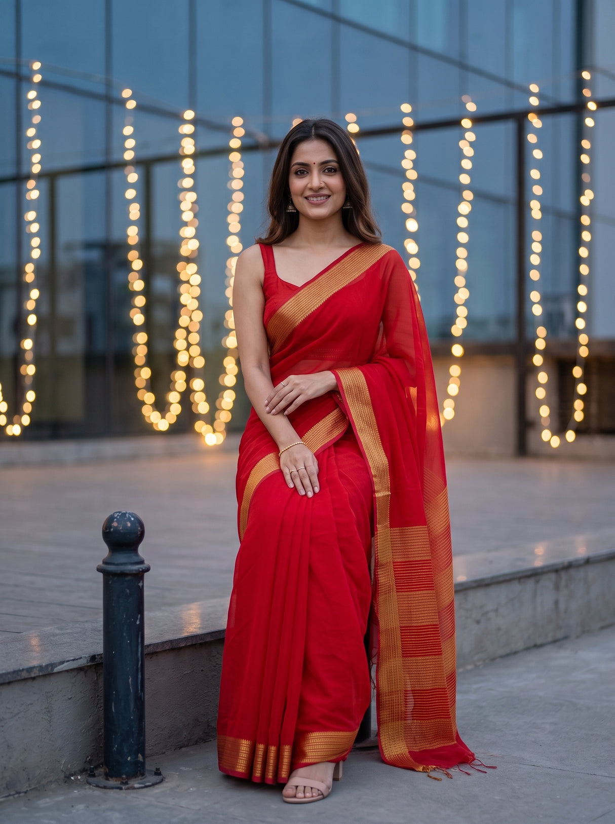 MIMOSA Red Saree Saree — pose 8 styling detail