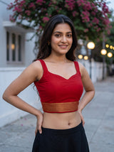 MIMOSA Red Saree Saree — blouse close-up