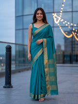 MIMOSA Sapphire Saree Saree — front view on mannequin