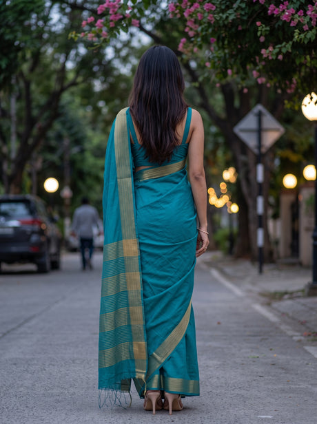 MIMOSA Sapphire Saree Saree — pose 2 styling detail