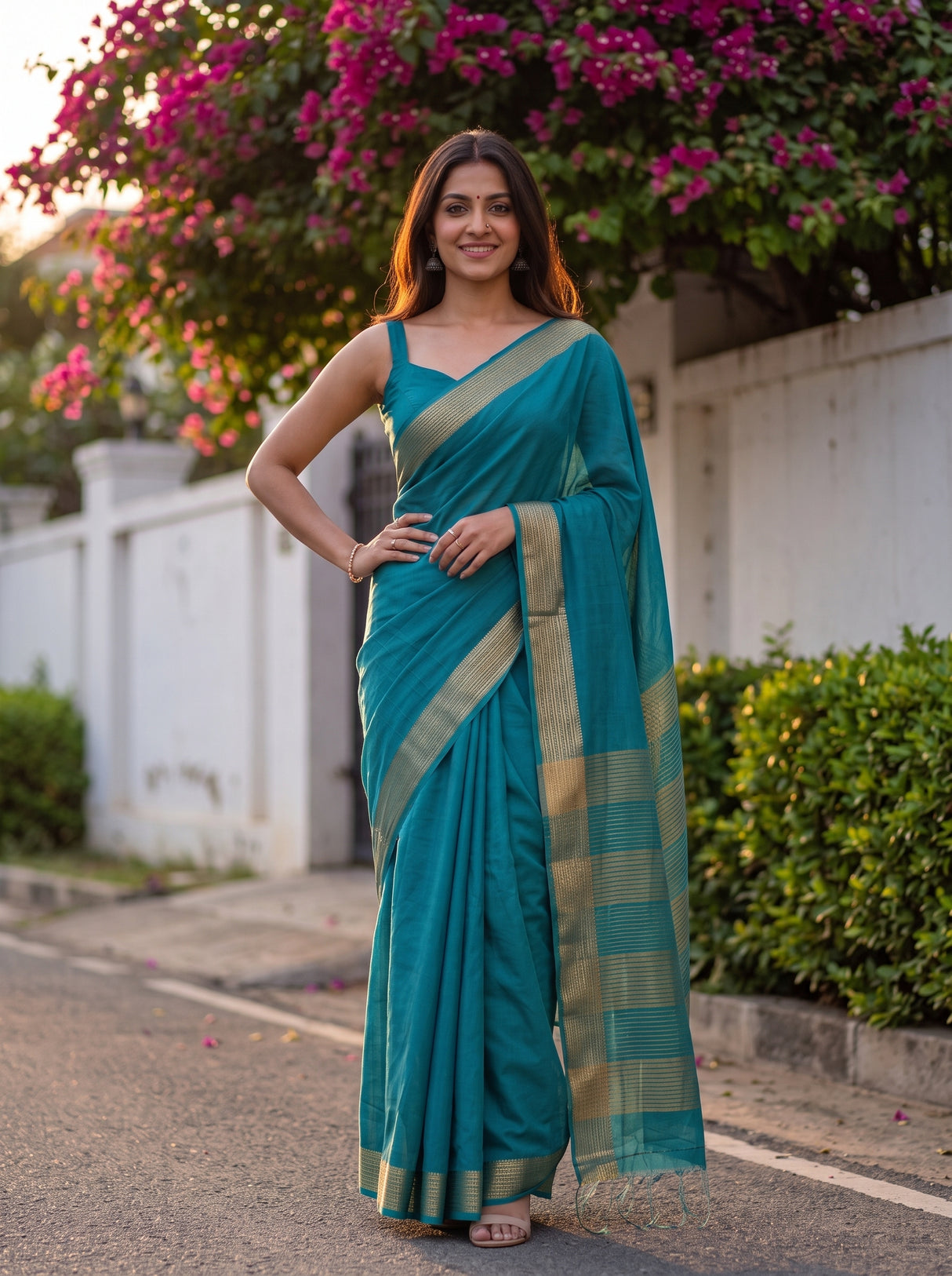 MIMOSA Sapphire Saree Saree — pose 4 styling detail