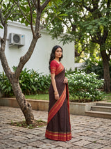 MIMOSA Chocolate Mysore Silk Crepe Saree — Border detail