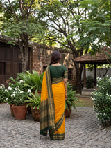 MIMOSA Gold Mysore Silk Crepe Saree — Pallu and body detail