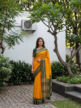 MIMOSA Gold Mysore Silk Crepe Saree — pose 5 styling detail