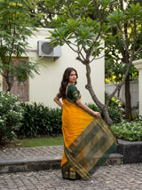 MIMOSA Gold Mysore Silk Crepe Saree — pose 6 styling detail