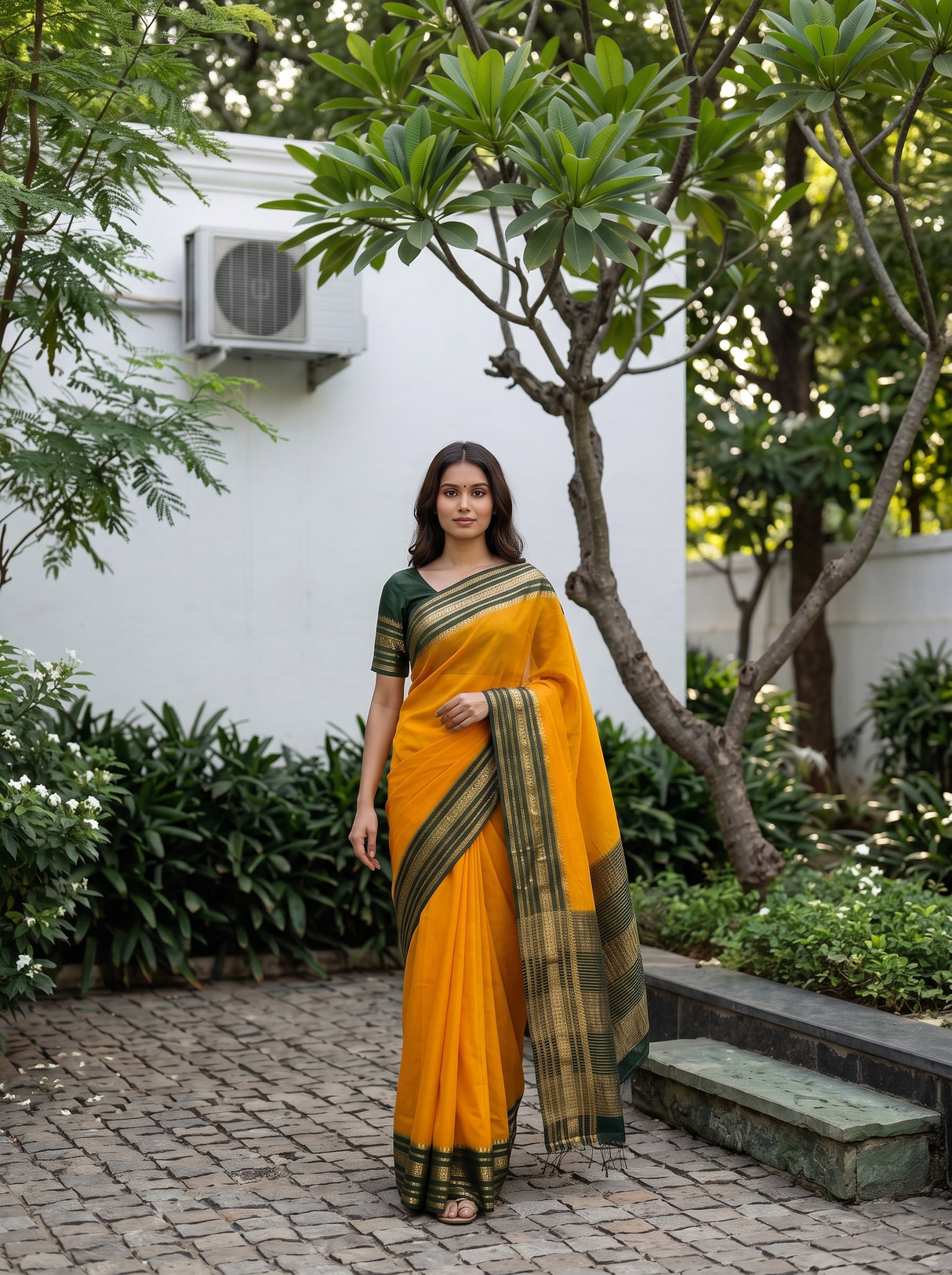 MIMOSA Gold Mysore Silk Crepe Saree — pose 7 styling detail