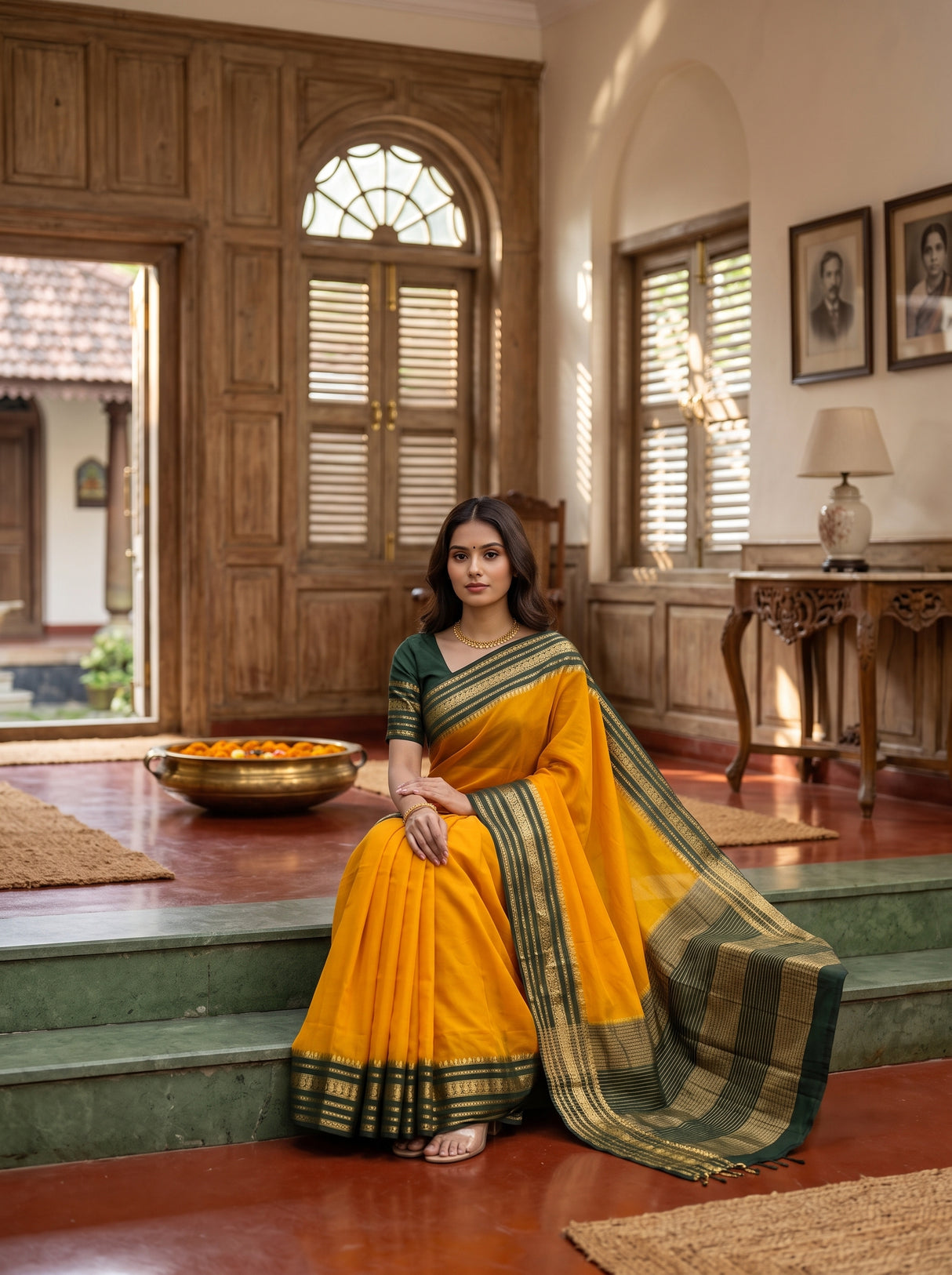 MIMOSA Gold Mysore Silk Crepe Saree — pose 8 styling detail