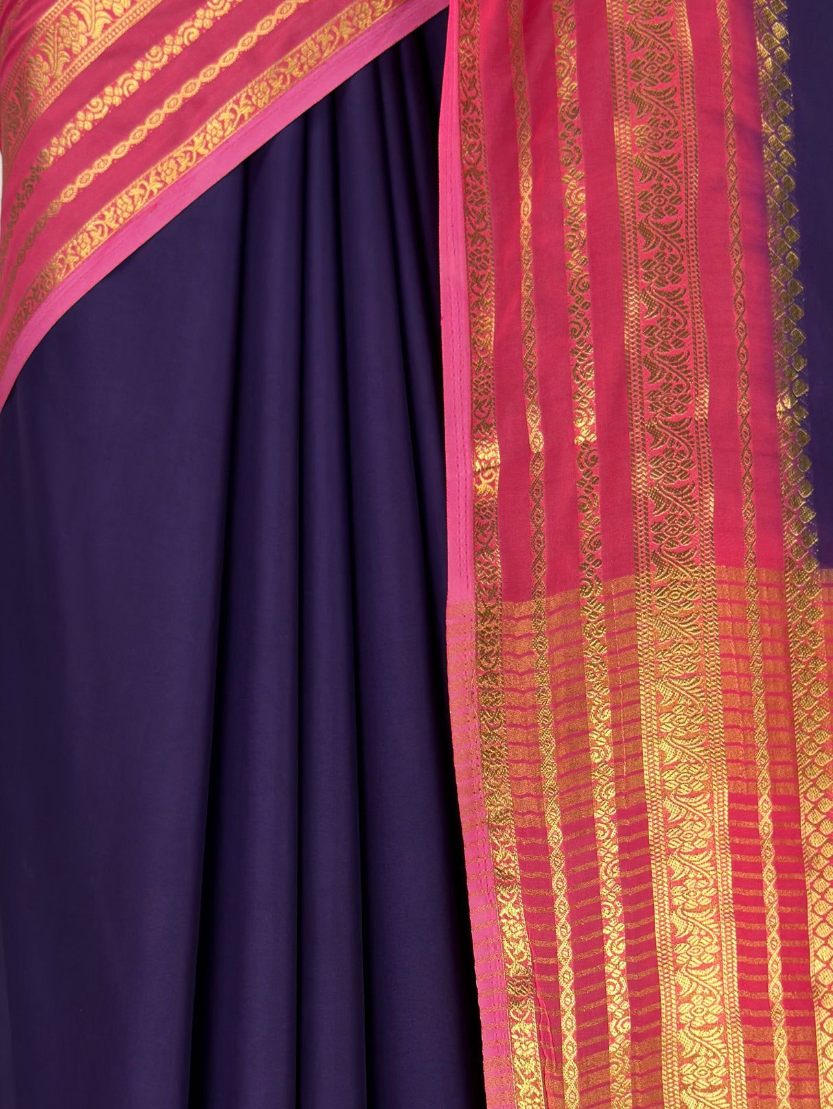 MIMOSA Navy Mysore Silk Crepe Saree — fleets shot full lifestyle