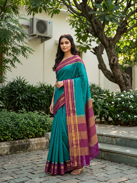 MIMOSA Sapphire Mysore Silk Crepe Saree — Model wearing