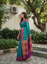 MIMOSA Sapphire Mysore Silk Crepe Saree — Fabric texture