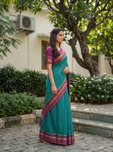 MIMOSA Sapphire Mysore Silk Crepe Saree — Border detail