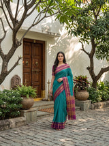 MIMOSA Sapphire Mysore Silk Crepe Saree — pose 7 styling detail