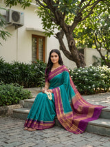 MIMOSA Sapphire Mysore Silk Crepe Saree — pose 8 styling detail