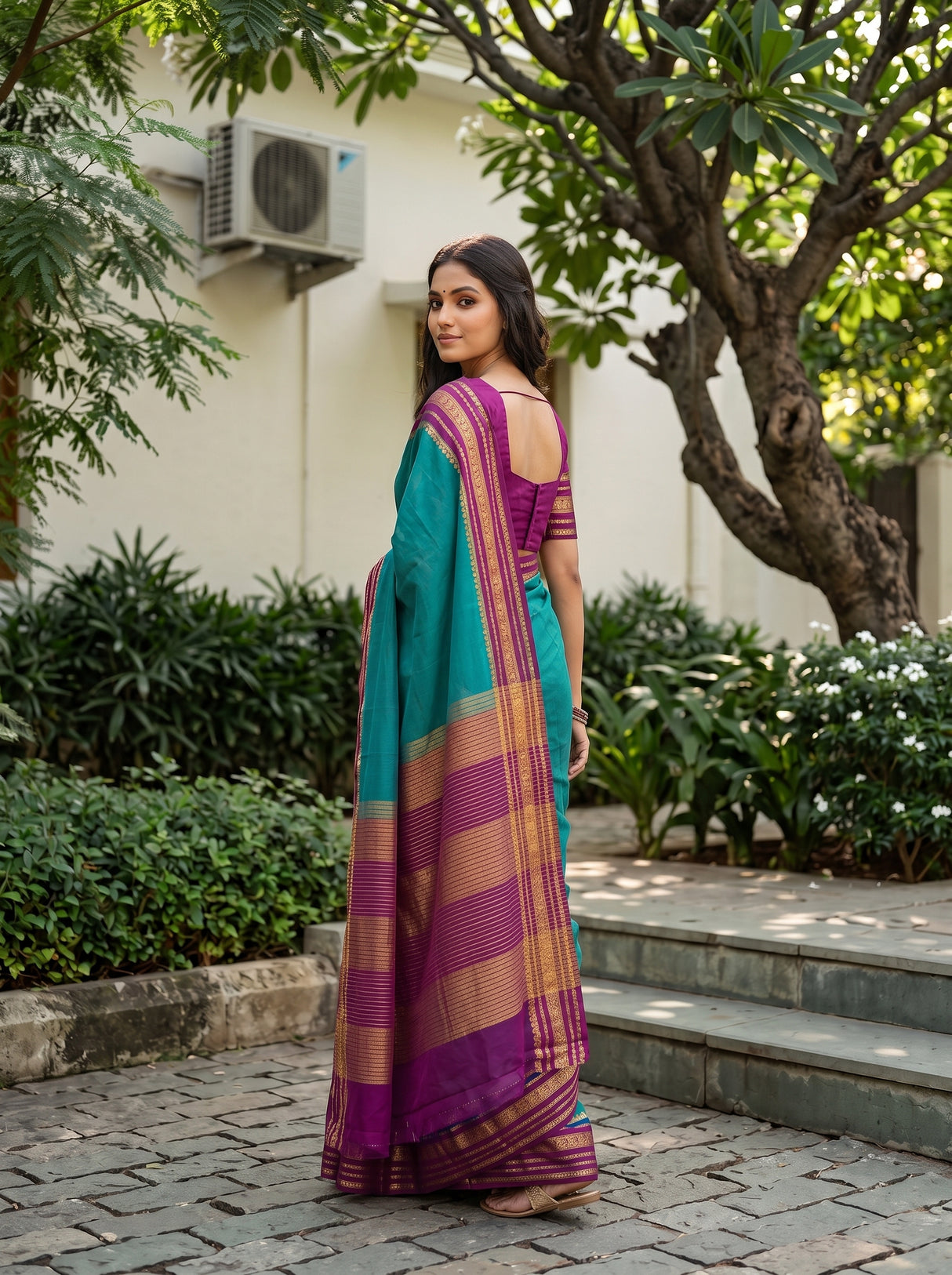 MIMOSA Sapphire Mysore Silk Crepe Saree — pose 9 styling detail