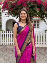 MIMOSA Magenta Mysore Silk Crepe Saree — pose 10 styling detail