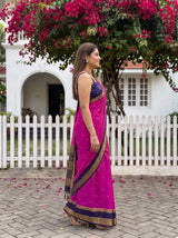 MIMOSA Magenta Mysore Silk Crepe Saree — pose 3 styling detail