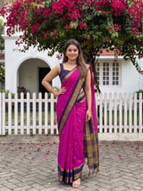 MIMOSA Magenta Mysore Silk Crepe Saree — pose 4 styling detail