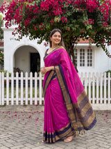 MIMOSA Magenta Mysore Silk Crepe Saree — pose 5 styling detail