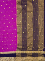MIMOSA Magenta Mysore Silk Crepe Saree — pallu and zari work detail
