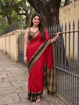 MIMOSA Maroon Mysore Silk Crepe Saree — pose 10 styling detail