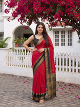 MIMOSA Maroon Mysore Silk Crepe Saree — pose 4 styling detail