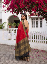 MIMOSA Maroon Mysore Silk Crepe Saree — pose 7 styling detail