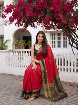 MIMOSA Maroon Mysore Silk Crepe Saree — pose 8 styling detail